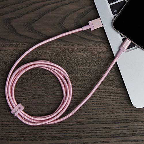 AmazonBasics Nylon Braided Lightning to USB Cable - MFi Certified Apple iPhone Charger, Dark Gray, 3-Foot (Durability Rated 4,000 Bends)