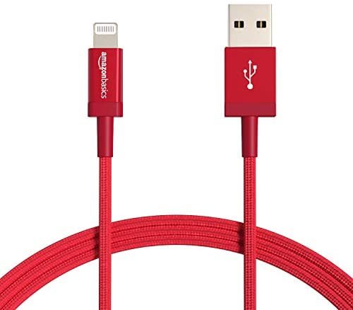 AmazonBasics Nylon Braided Lightning to USB Cable - MFi Certified Apple iPhone Charger, Dark Gray, 3-Foot (Durability Rated 4,000 Bends)