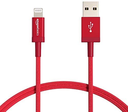 AmazonBasics Nylon Braided Lightning to USB Cable - MFi Certified Apple iPhone Charger, Dark Gray, 3-Foot (Durability Rated 4,000 Bends)