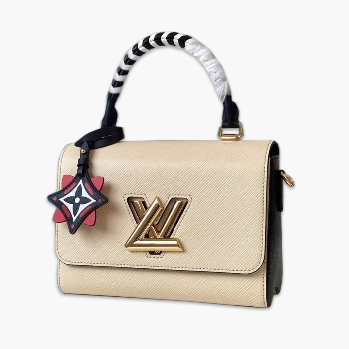 【原版皮】路易威登/LV Crafty Twist手袋，取材Epi粒面皮革，为编织皮革手柄点缀Crafty胶囊系列的几何挂饰，Twist扭锁定格经典身份，轻松穿梭于昼夜场合，款号：M56779