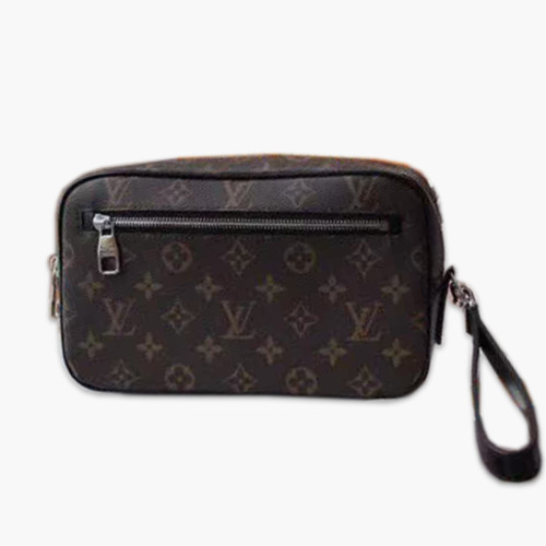 【原版皮】路易威登/LV KASAI手包，采用标志性Monogram涂层帆布裁制而成，既可夹于手臂内侧，亦可通过包带系于腕间，款号：N41663