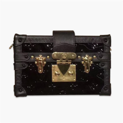 【原版皮】路易威登/LV Petite Malle 手袋，选用 Monogram Vernis 压纹漆皮，塑造袖珍行李箱的内涵与晚间场合的魅力，调节肩带，肩背或斜挎皆宜，拆卸肩带，即刻化身手拿包，‌款号：M54181