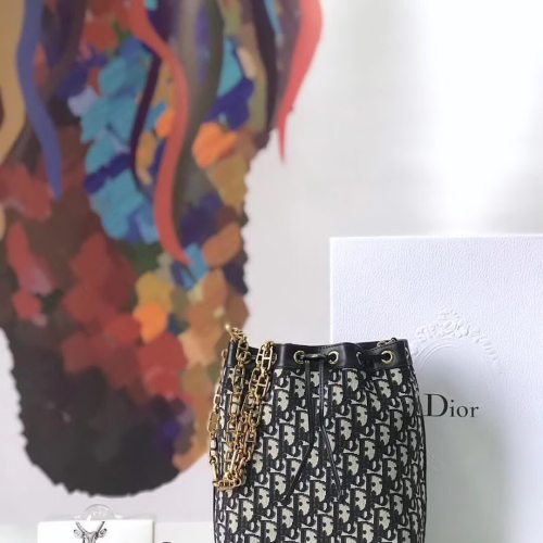 【原版皮】迪奥/Dior 水桶包，选用Oblique提花帆布搭配同色系牛皮皮革裁制而成，简约时尚，看起来帅气又低调