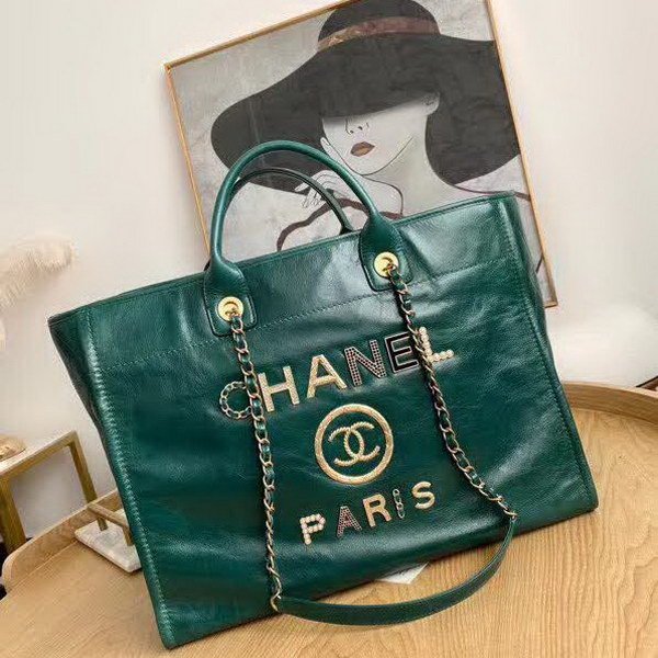 【原版皮】香奈儿/Chanel 购物袋 ，采用进口油腊牛皮，配顶级精美古铜金五金，非常高档新颖独特，休闲又时尚、又会掀起一股热潮，五金 ogo镶珍珠，款号：AS8375