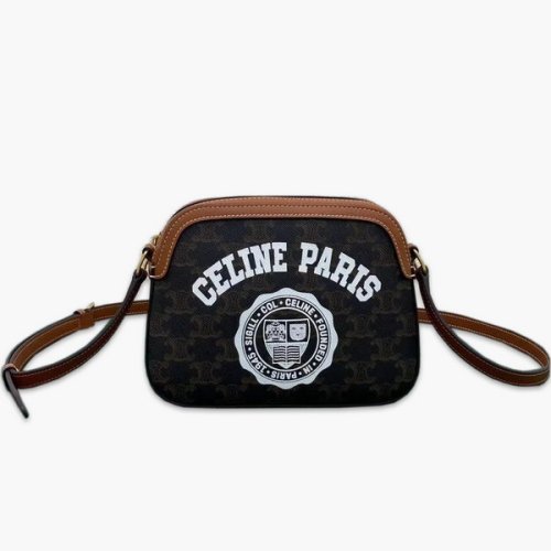 【原版皮】赛琳/Celine 老花系斜挎包，颜值爆表，整个包以凯旋门标志为主，包边以棕色为主围绕开口，焦糖棕色搭配老花添加了复古元素，款号：191522