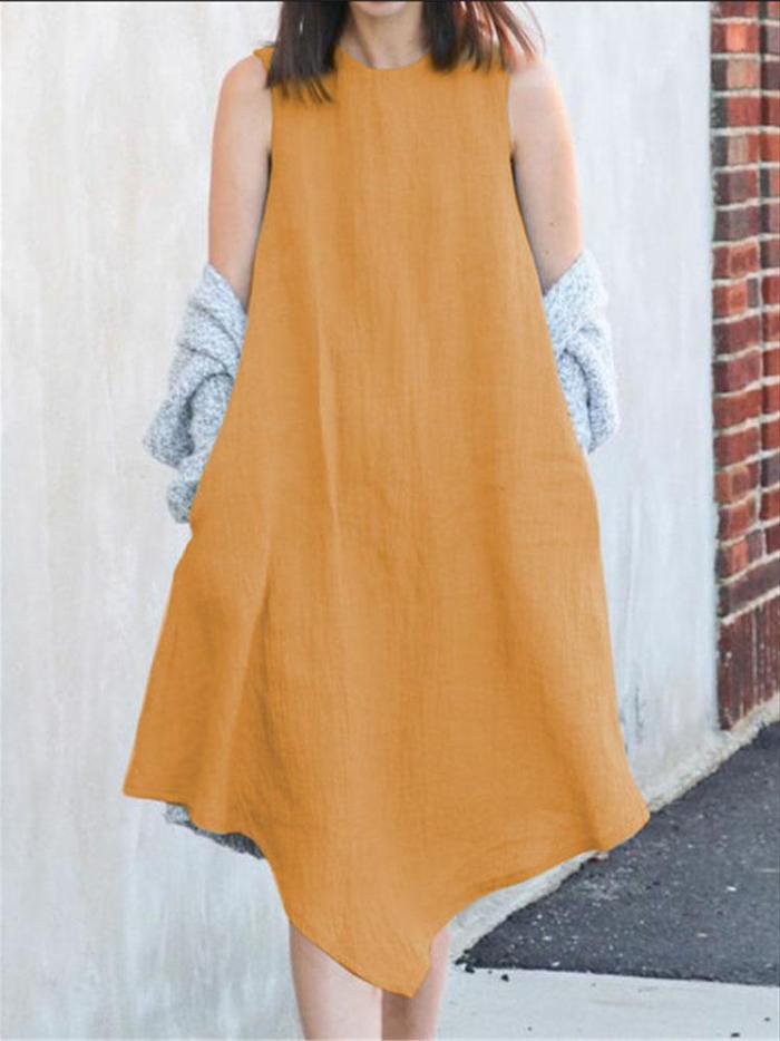 Crew Neck Women Dresses A-Line Daily Casual Solid Dresses