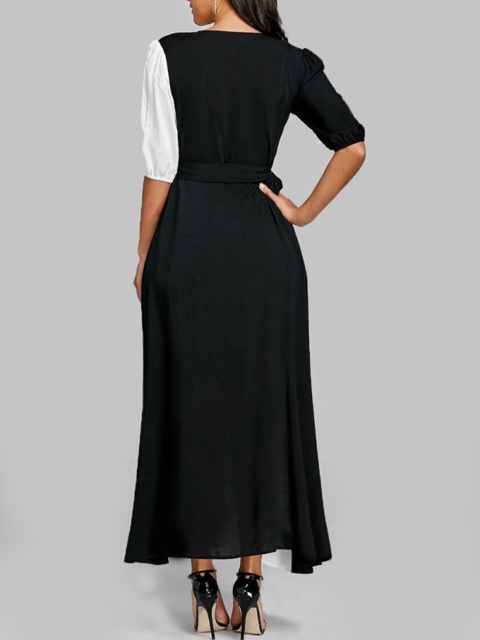 Surplice  Color Block Maxi Dress