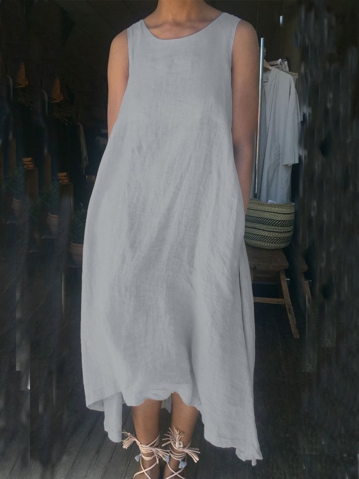 Sleeveless Casual Solid Dresses