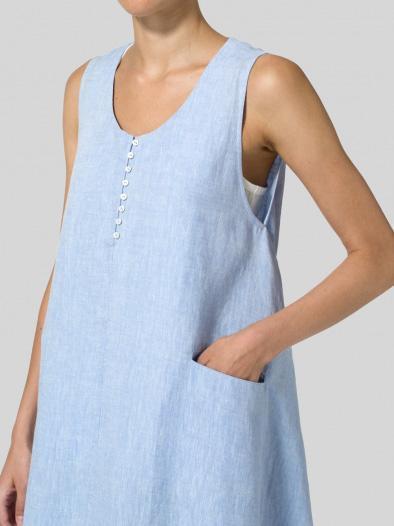 Casual Crew Neck Solid Sleeveless Dresses
