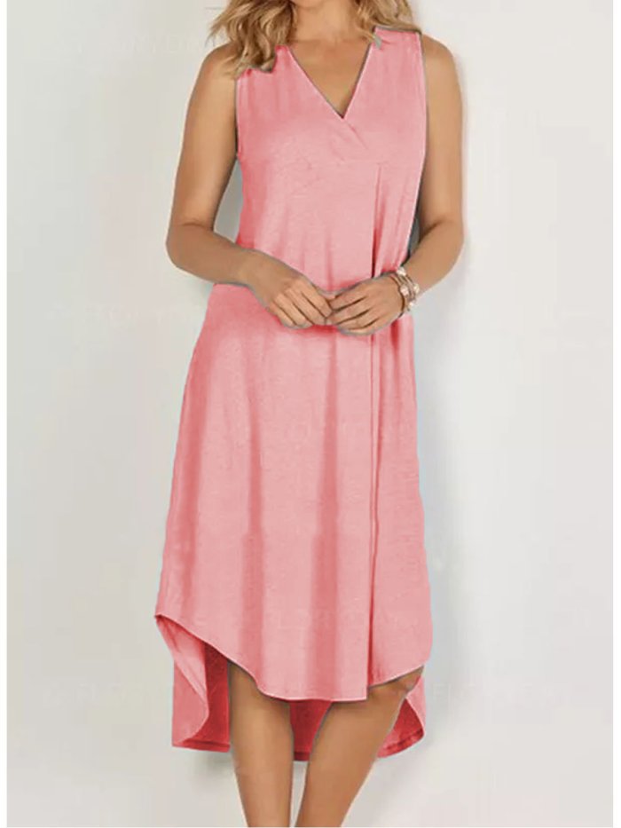 Blue Sweet Sleeveless Solid Dresses