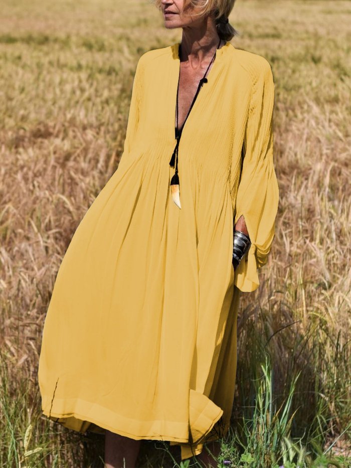 Long Sleeve Elegant V Neck Maxi Dresses