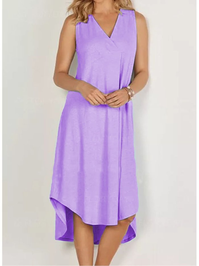 Blue Sweet Sleeveless Solid Dresses