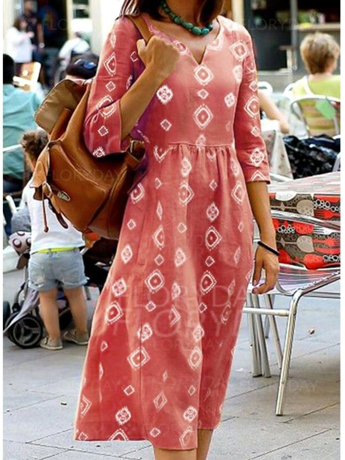 Half Sleeve V Neck Dresses