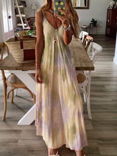 Dyed Printed Maxi Holiday Dress