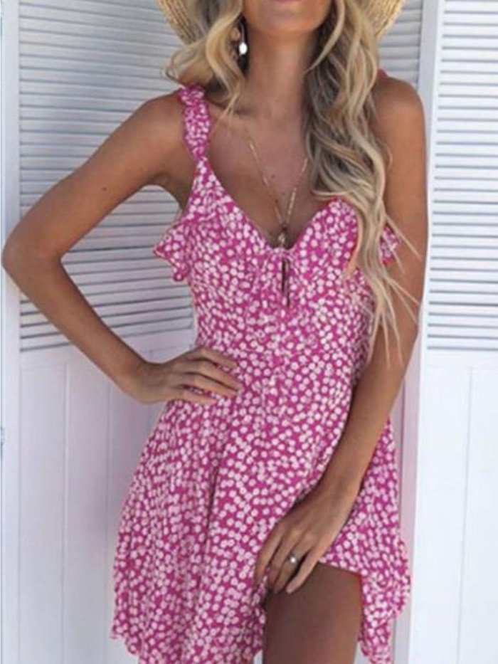 Polka Dots Ruffled Boho Casual Dresses