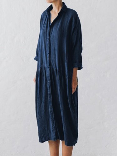 Women Over Sized Linen Dress Shirt