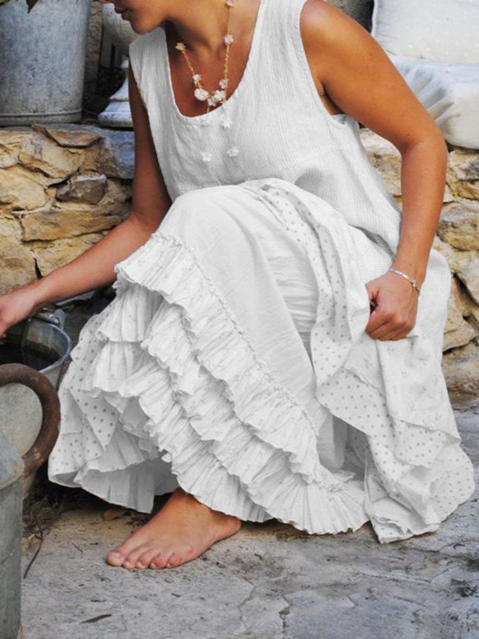 Casual Sleeveless Round Neck Plus Size Dress