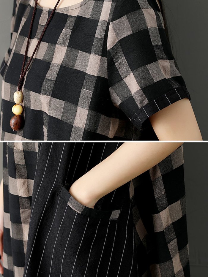 Women Checkered/Plaid Basic Casual Dress