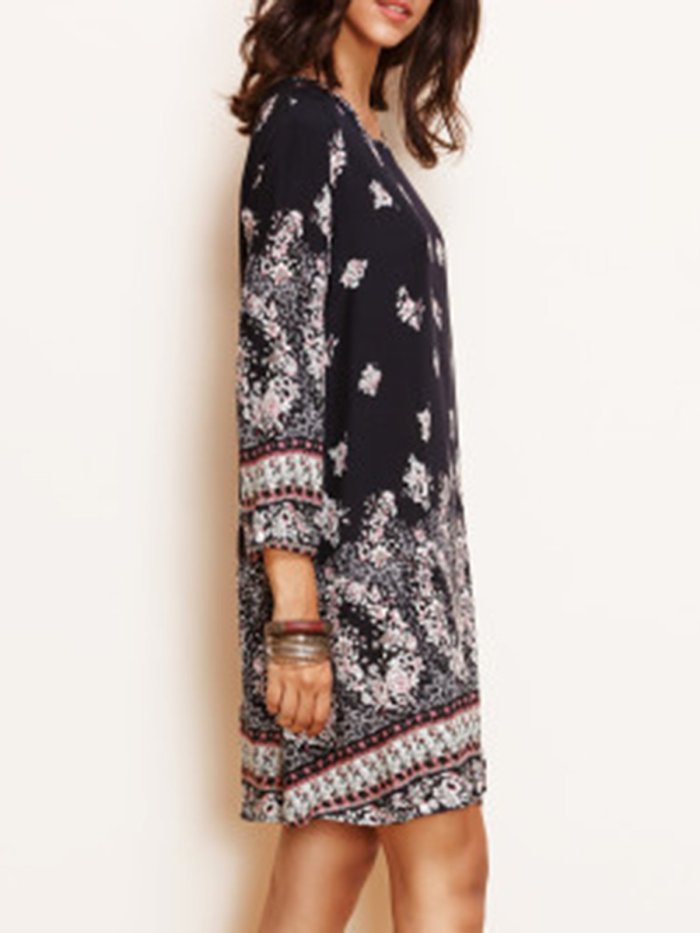 Read My Mind Tribal Long Sleeve Dress