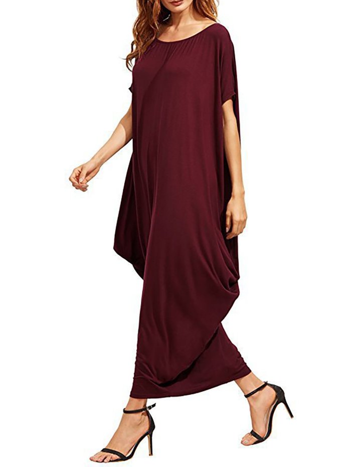 Black Short Sleeve Crew Neck Casual Dress