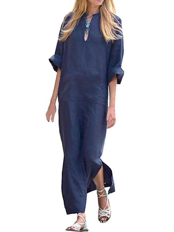 Statement Solid Casual Dress