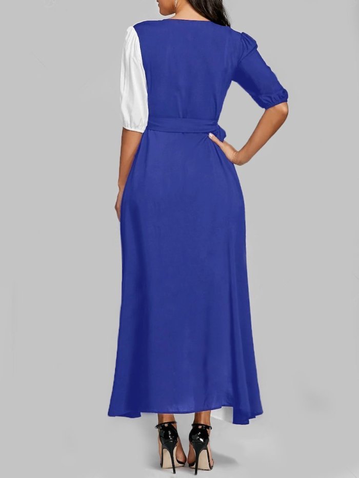 Surplice  Color Block Maxi Dress