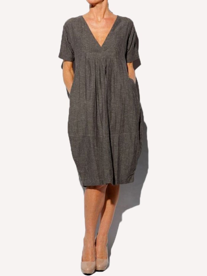 Solid Casual Short Sleeve Casual Dresses