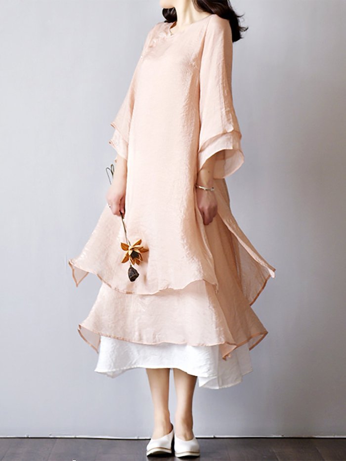 Women White Dresses Elegant Solid Color Linen Maxi Dress