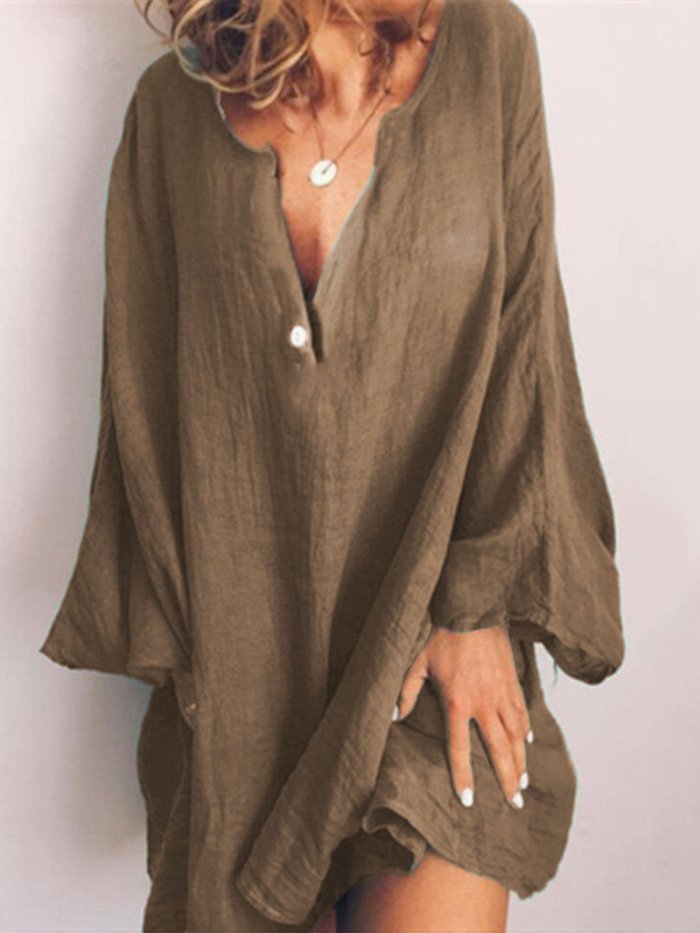 Linen Long Sleeve Sweet Dresses