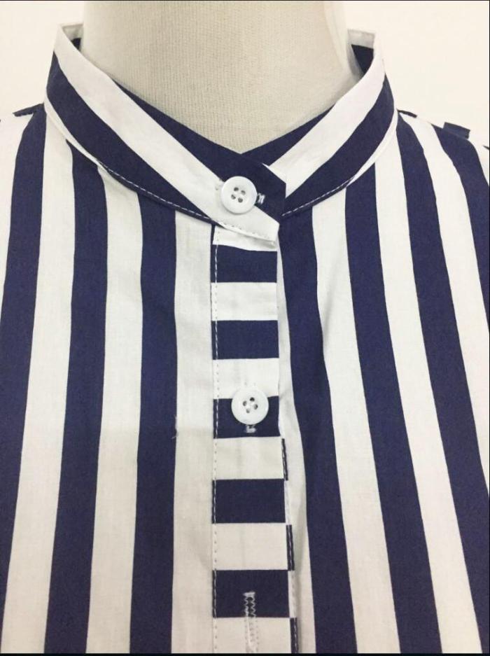 Striped Crew Neck Bell Sleeve Shirt