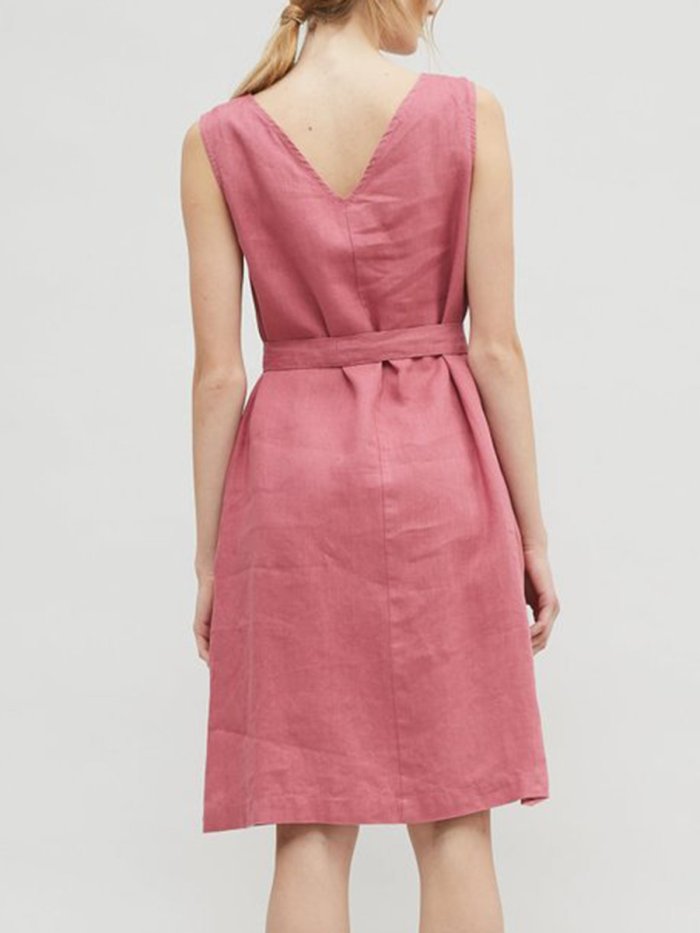 V Neck  Shift Casual Pockets Dress