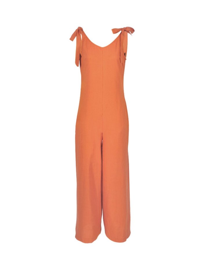 Beach Holiday Zipper Cotton Solid Sexy Jumpsuits