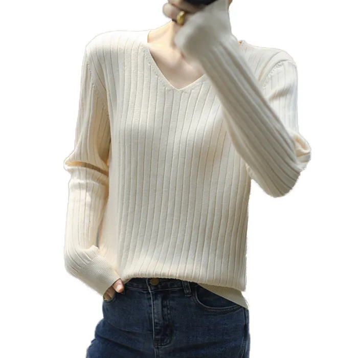 Copy 针织衫新款2020潮品女装纯色修身长袖打底衫套头毛衣V领针织女装
