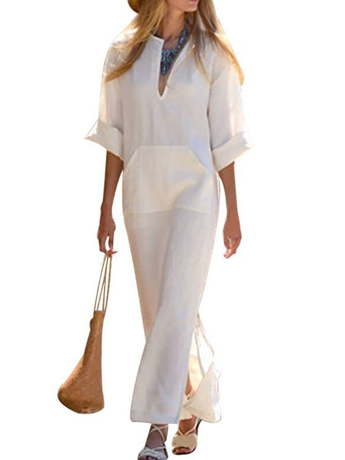Statement Solid Casual Dress