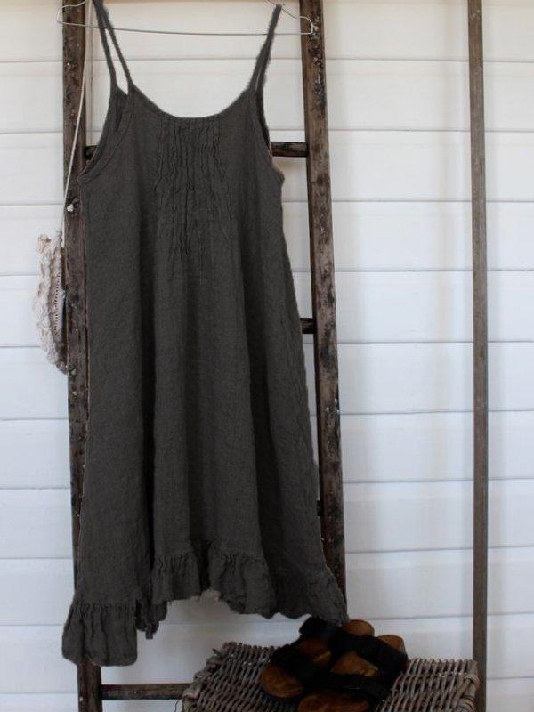 Ruffled Spaghetti-Strap Crew Neck Dresses