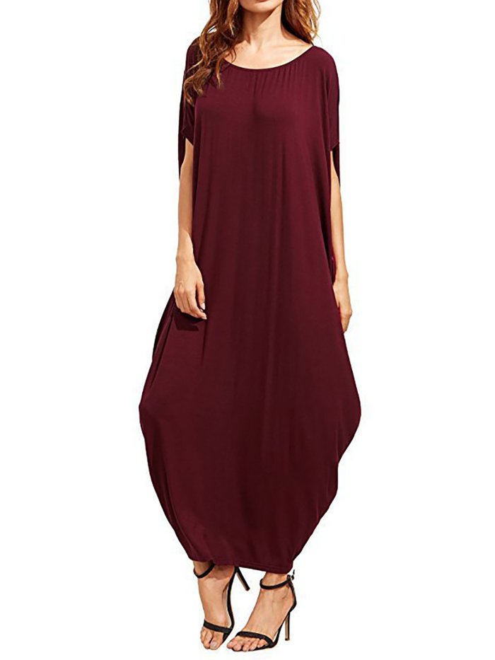 Black Short Sleeve Crew Neck Casual Dress