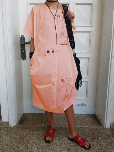 Floral Cotton-Blend Short Sleeve Dresses