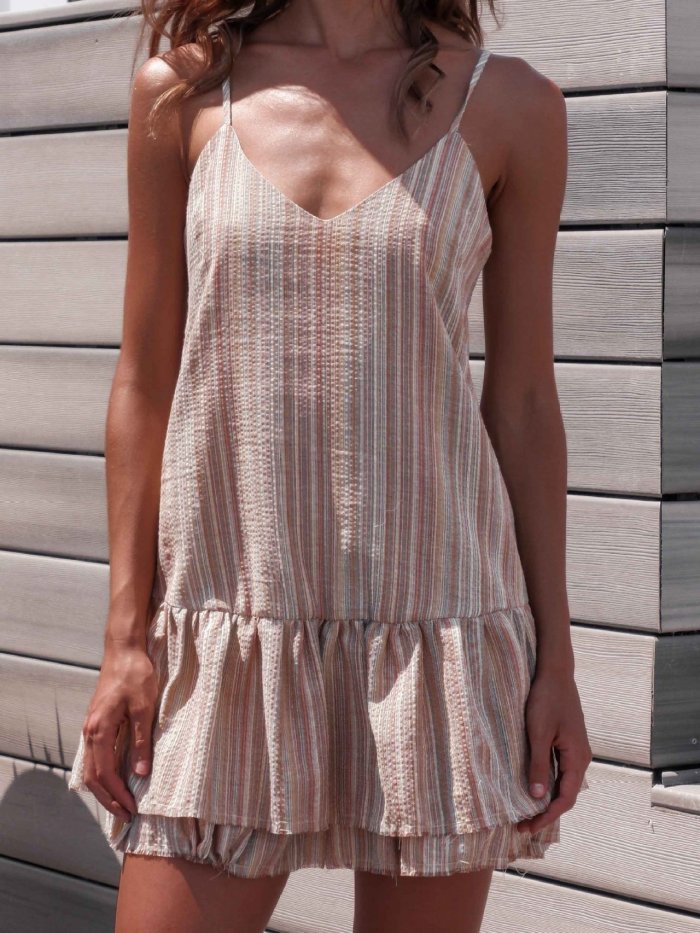 Pink Striped Holiday Cotton Dresses