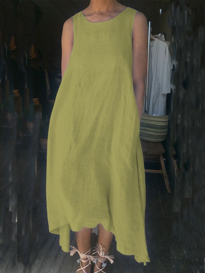 Sleeveless Casual Solid Dresses