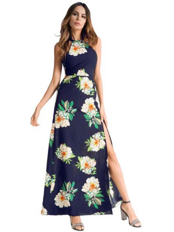 Women's Long Dress Sleeveless Chiffon Dress