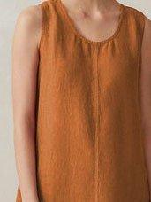 Cotton-Blend Casual Round Neck Sleeveless Dresses