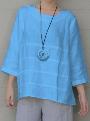3/4 Sleeve Ruffled Casual T-Shirt