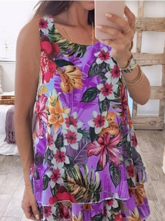 Casual Floral Square Neck Shirts & Tops