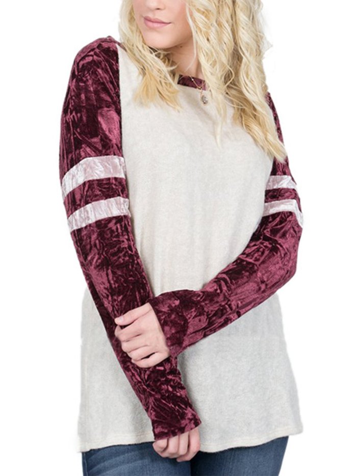 Long Sleeve Casual Patchwork T-shirt
