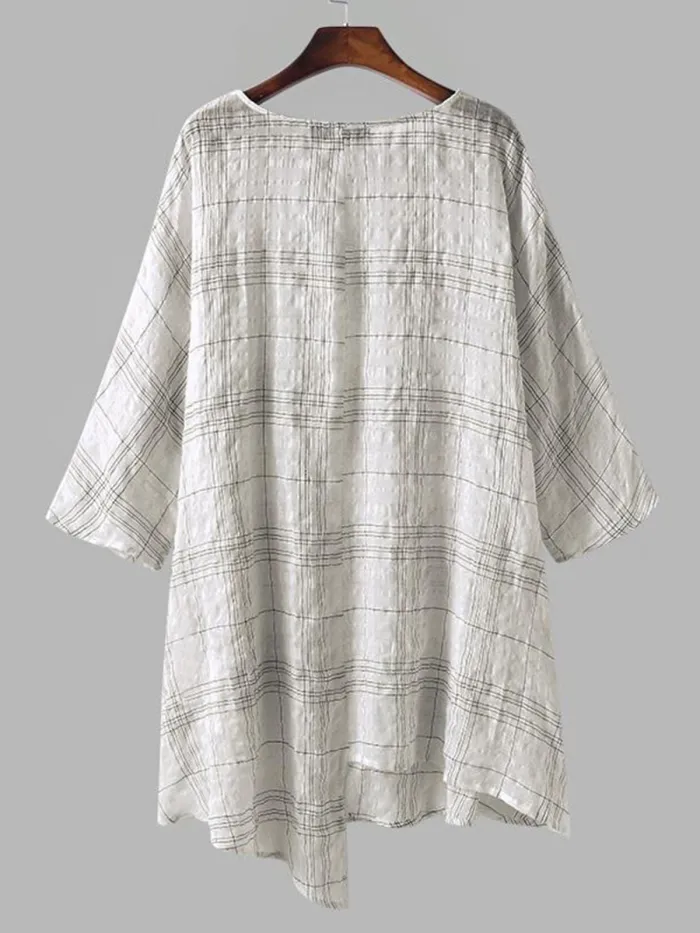 Casual Solid Half Sleeve Crew Neck Blouse