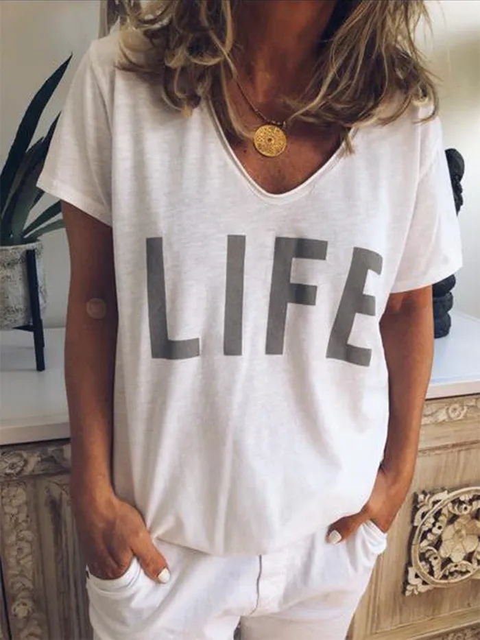 Casual V Neck Short Sleeve Shirts