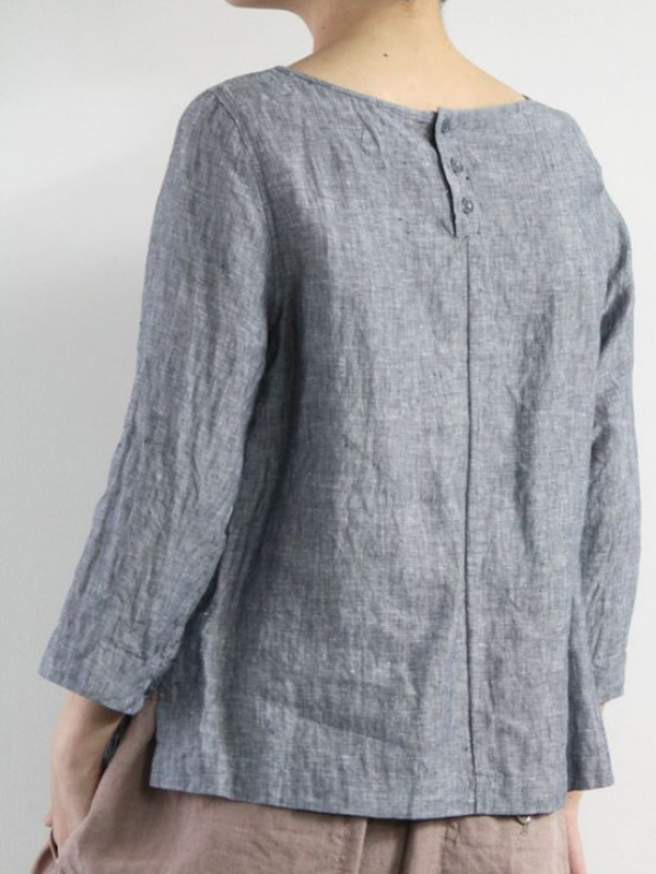 Solid 3/4 Sleeve Shirts & Tops