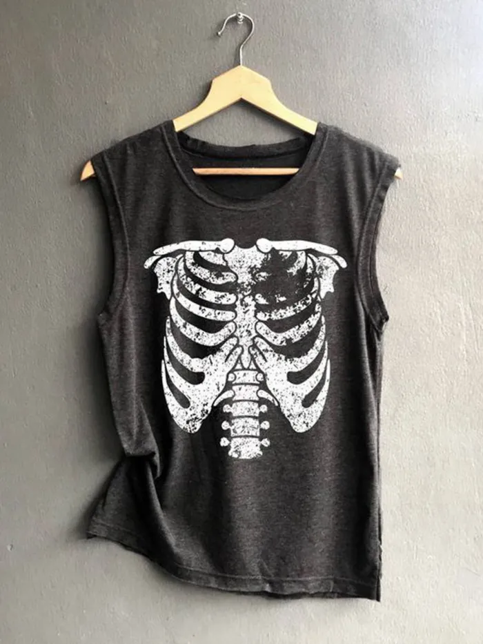 Sleeveless Printed/dyed Round Neck Shirts & Tops