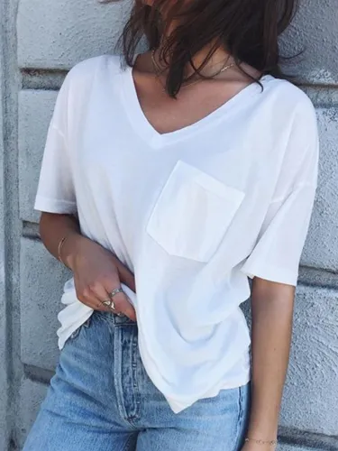 Women Casual Pocket Tops Tunic T Shirt