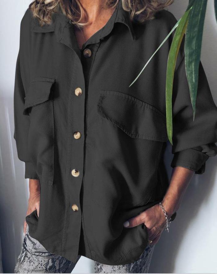 Plus Size Casual Long Sleeve  Solid Tops